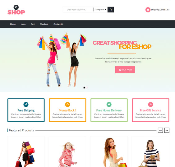 糖果色通用型HTML5电商网站模板_亿码酷站插图