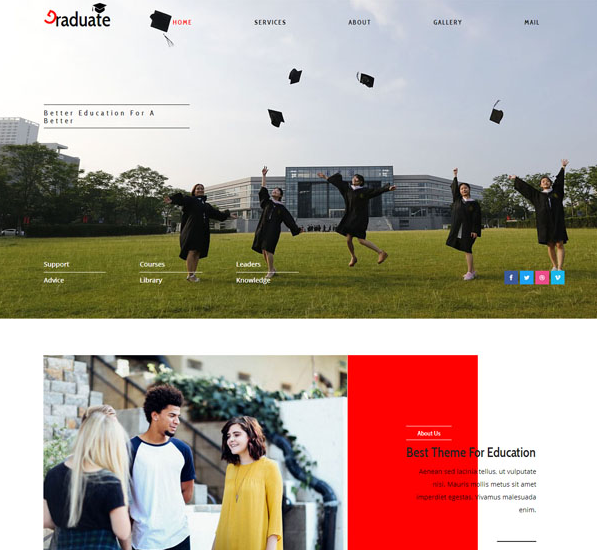 青涩大学毕业季单页专题模板_帝国cms模板插图
