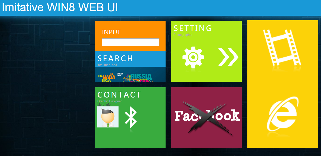 仿WIN8扁平式UI的html模板_帝国cms模板插图