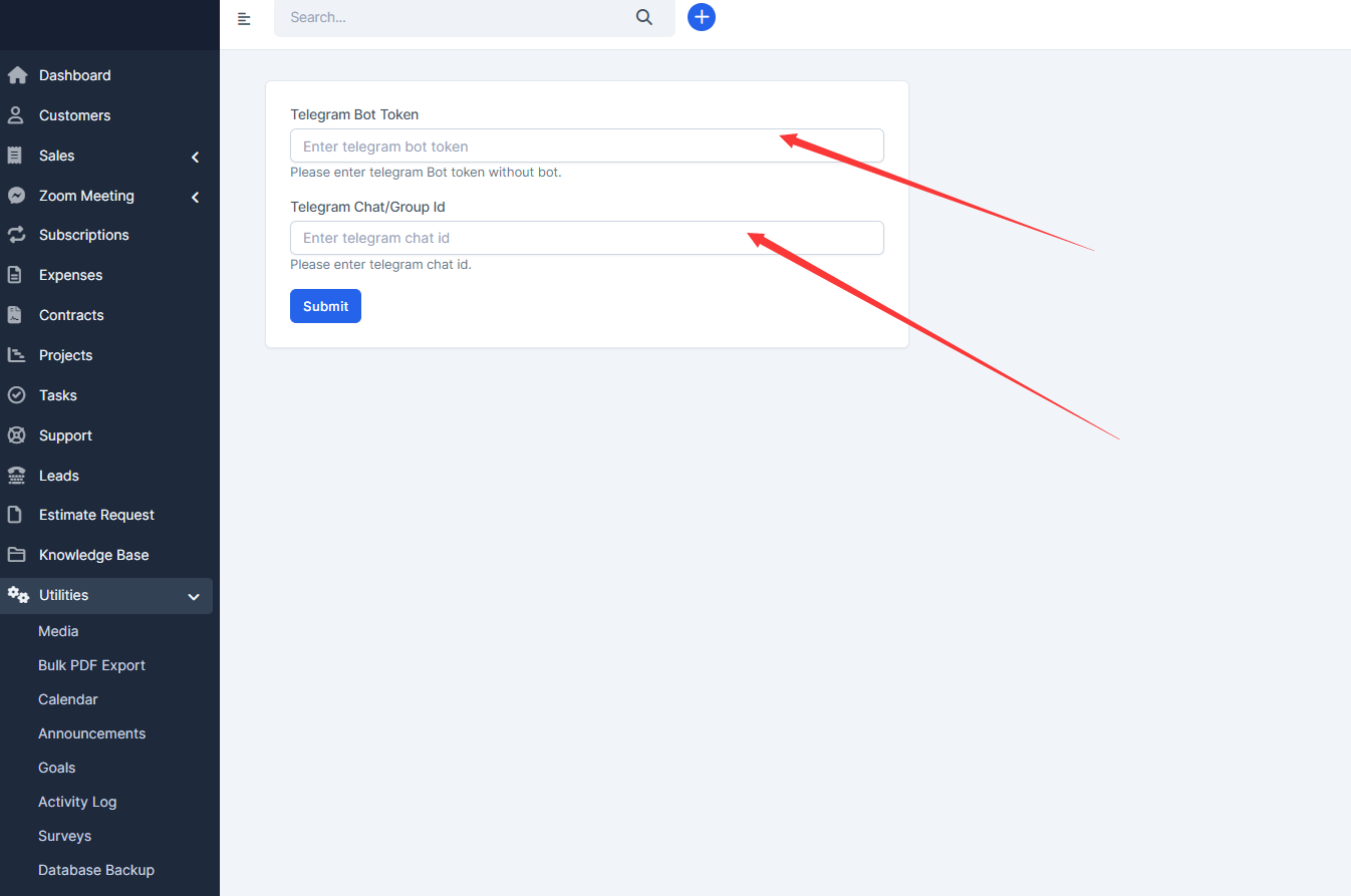【插件】适用于Perfex CRM的TelegramBot通知插件v2.0/电报通知机器人插件插图2 【插件】适用于Perfex CRM的TelegramBot通知插件v2.0/电报通知机器人插件插图2